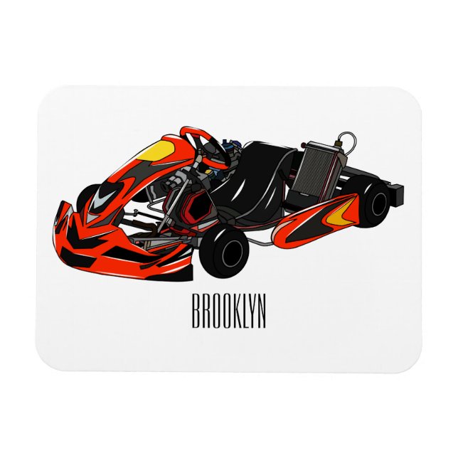 Íman Ilustração de desenho de corrida de Kart (Horizontal)