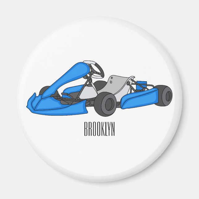 Íman Ilustração de desenho de corrida de Kart (Frente)