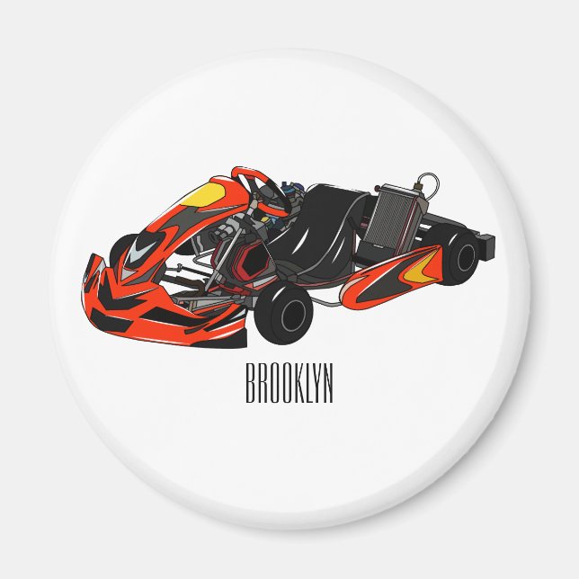 Íman Ilustração de desenho de corrida de Kart (Frente)
