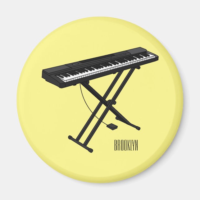 Íman Ilustração de desenho de piano de teclado (Frente)