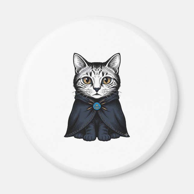Íman Ilustração de Design de Retrato de Gato com Gravur (Frente)