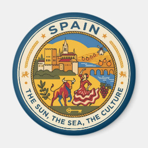 Íman Ilustração de Espanha Emblema de Viagem Arte