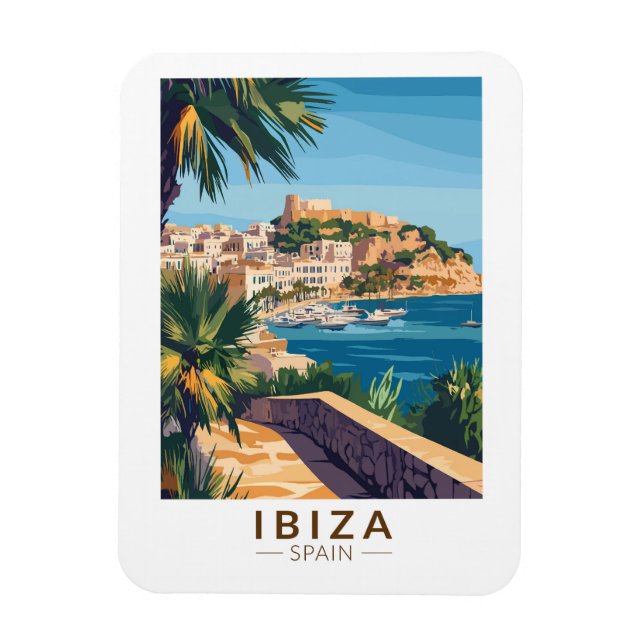 Íman Ilustração de Espanha Ibiza Vintage (Vertical)