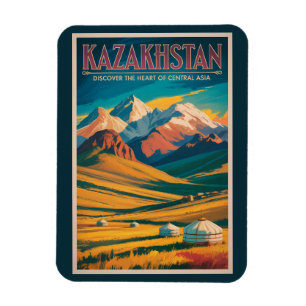 Íman Ilustração de Estepes do Cazaquistão Arte de Viage