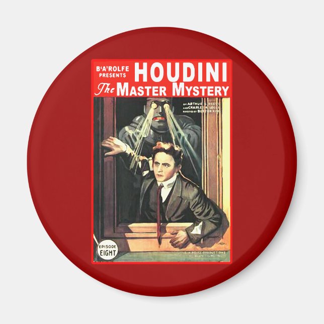 Íman Ilustração de Estilo de Ficção Pulp Harry Houdini (Frente)