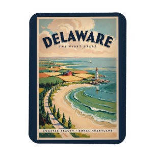 Íman Ilustração de Farol de Delaware Arte de Viagem Ret