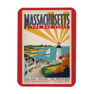 Íman Ilustração de Farol de Massachusetts Arte de Viage