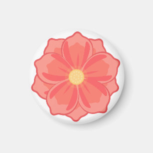 Íman Ilustração de flor cor-de-rosa coral minimalista