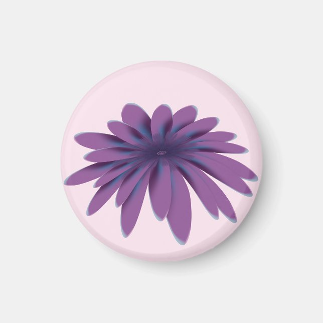 Íman Ilustração de Flor de Margarida Roxa | Botânica Fl (Frente)