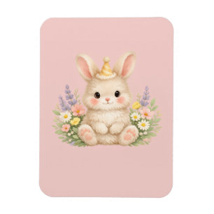 Íman Ilustração de Flor Silvestre Coelhinho Pastel