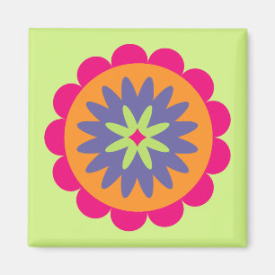 Íman ilustração de formas florais laranja e rosa