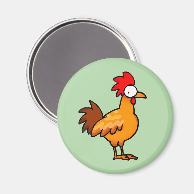 Íman Ilustração de Frango de Desenho Animado Divertido (Front/Back)