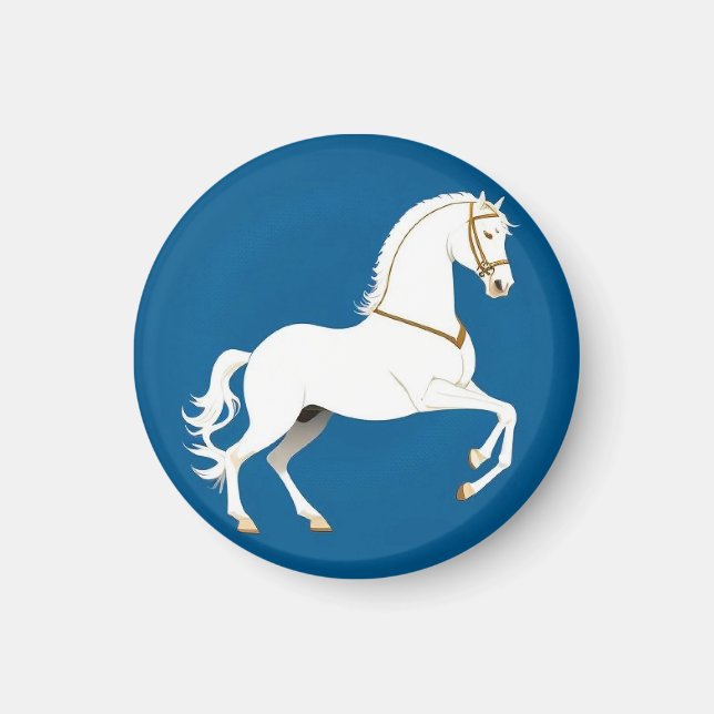 Íman Ilustração de Garanhão Branco Elegante em (Frente)