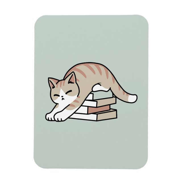 Íman Ilustração de Gato do Livro ao Longo - Enrolada e  (Vertical)