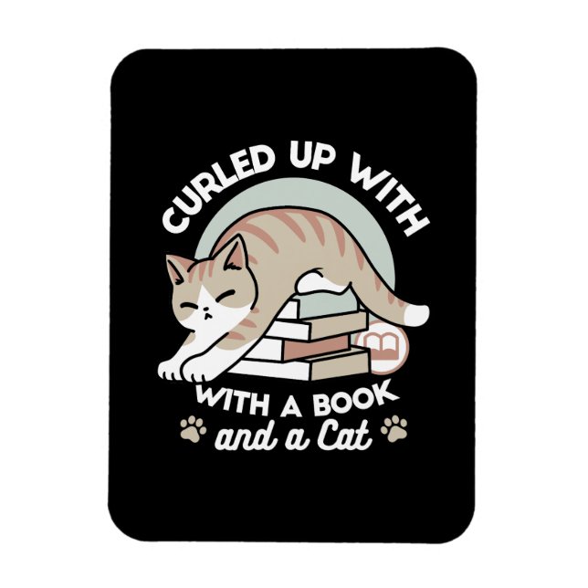 Íman Ilustração de Gato do Livro ao Longo - Enrolada e  (Vertical)