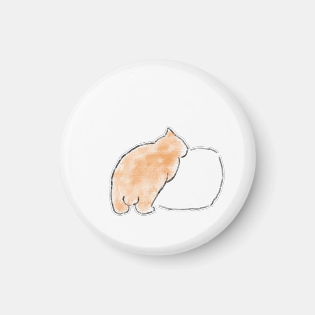 Íman Ilustração de Gato em Aquarela Fofa (Frente)