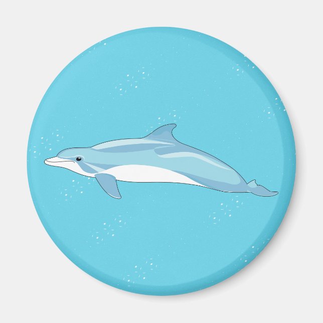 Íman Ilustração de Golfinho Azul Design Oceano (Frente)