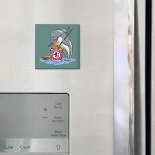Íman Ilustração de Golfinho Comendo Ramen