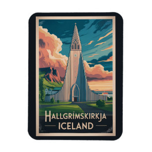 Íman Ilustração de Hallgrimskirkja Islândia Arte de Via