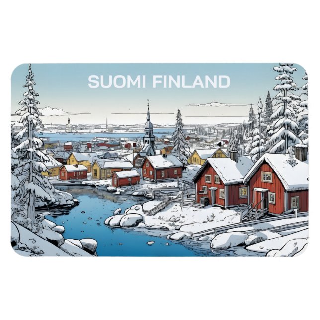 Íman Ilustração de inverno na Finlândia (Horizontal)