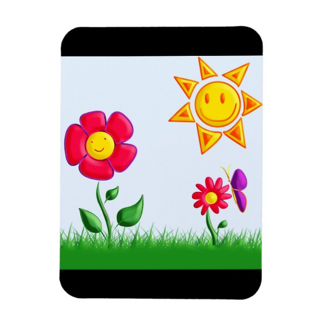 Íman Ilustração de jardim ensolarado (Vertical)