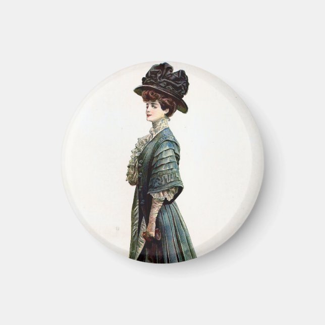 Íman Ilustração de Lady Fashion Glamorosa Vintage (Frente)