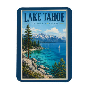 Íman Ilustração de Lake Tahoe Califórnia Nevada Viagem