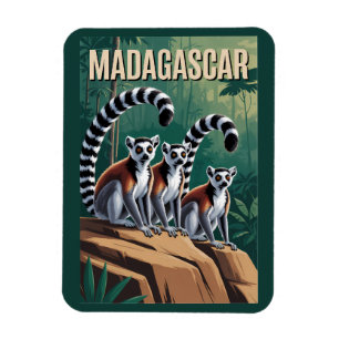 Íman Ilustração de lêmures de Madagascar Arte de Viagem