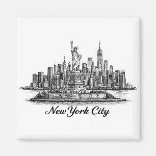 Íman Ilustração de Linha do Horizonte de Nova York