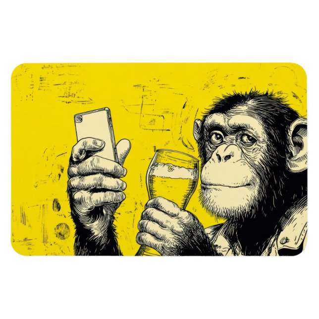 Íman Ilustração de Macaco Engraçado Tirando Selfie – Ch (Horizontal)
