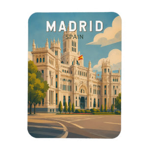 Íman Ilustração de Madrid Espanha Viagem Arte Vintage