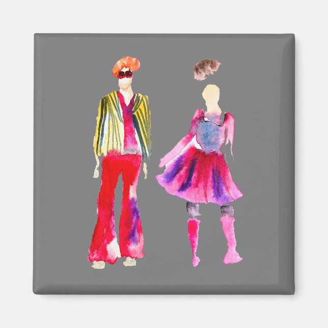 Íman Ilustração de moda aquarela boho (Frente)