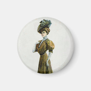 Íman Ilustração De Moda Vintage Dama Em Chapéu De Uvas