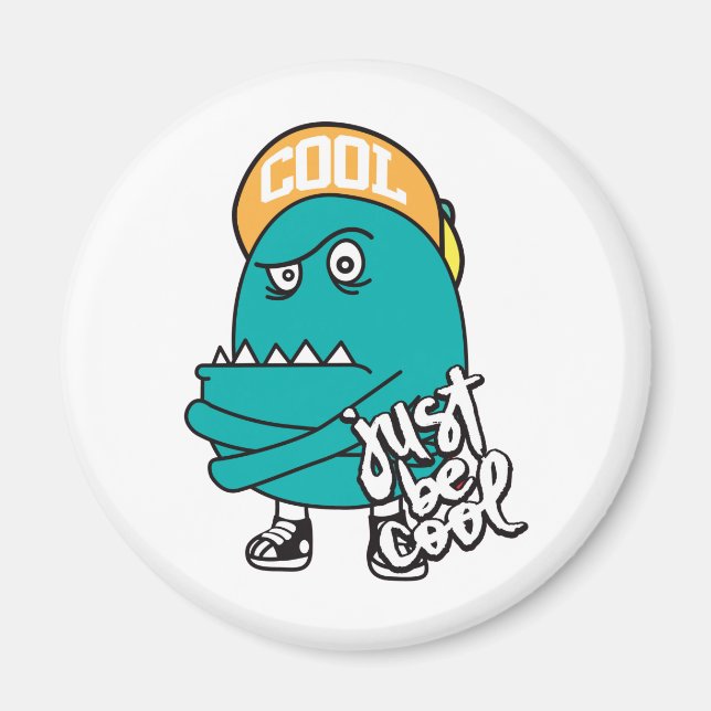 Íman Ilustração de monstro bonitinho desenhado à mão (Frente)