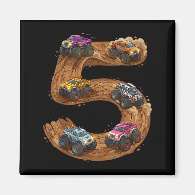 Íman Ilustração de Monstro de Aniversário de Menino de  (Frente)