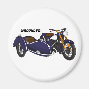 Íman Ilustração de motocicleta roxa Sidecar