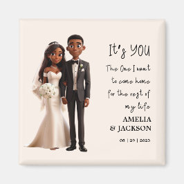 Íman Ilustração de noiva e noiva com citação de amor