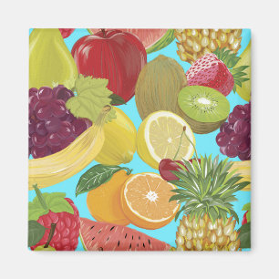 Íman Ilustração de Padrão de Frutas Tropicais Mistas