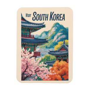 Íman Ilustração de Paisagem da Coreia do Sul Arte de Vi