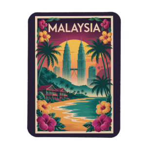 Íman Ilustração de Paisagem da Malásia Arte de Viagem V