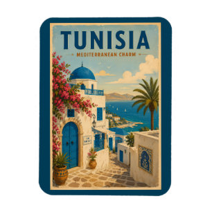 Íman Ilustração de Paisagem da Tunísia Arte de Viagem V