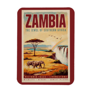 Íman Ilustração de paisagem da Zâmbia Arte de viagem vi