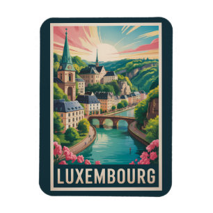 Íman Ilustração de Paisagem de Luxemburgo Viagem Arte R