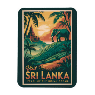 Íman Ilustração de Paisagem de Sri Lanka Arte de Viagem