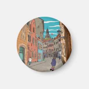Íman Ilustração de paisagem digital Centro Riga Latvia