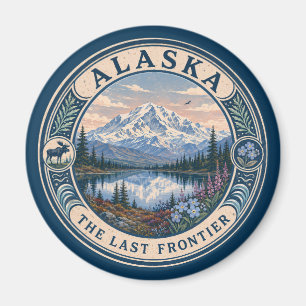 Íman Ilustração de Paisagem do Alasca Arte de Viagem Em
