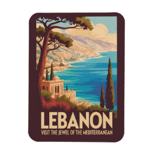 Íman Ilustração de Paisagem do Líbano Arte de Viagem Vi