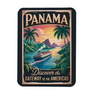 Íman Ilustração de Paisagem do Panamá Arte de Viagem Vi