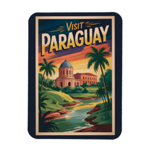 Íman Ilustração de Paisagem do Paraguai Arte de Viagem
