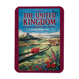 Íman Ilustração de Paisagem do Reino Unido Viagem Arte